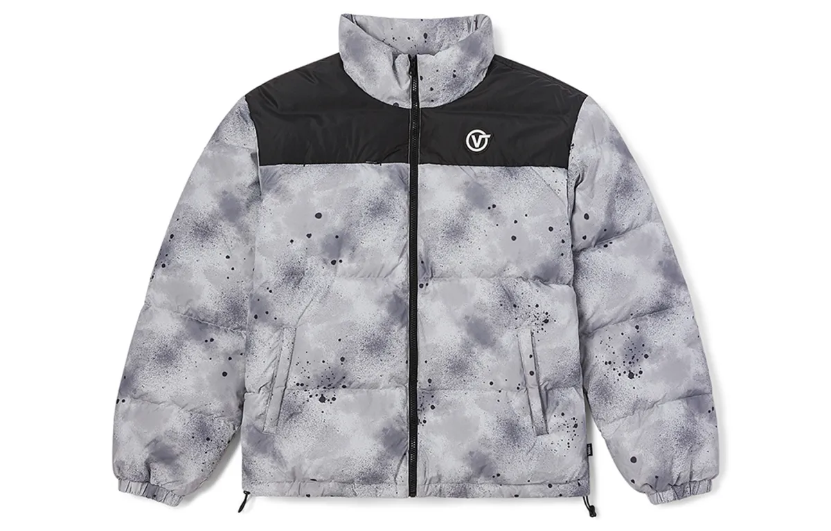 Vans Down Jackets Unisex Gray Stand Collar Moderate Straight Fit