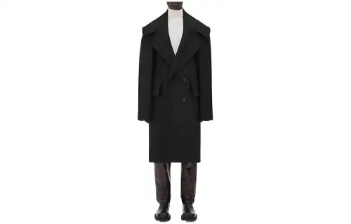 Bottega Veneta Coats Men's Black Lapel Moderate Straight Fit