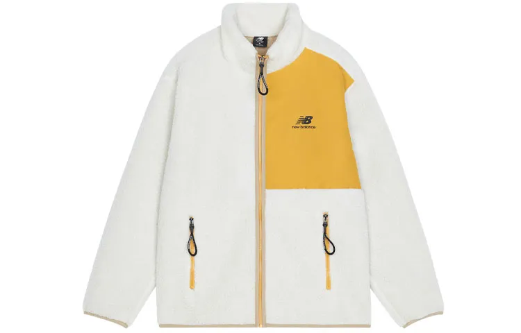 New Balance Velvet Jackets Unisex White Stand Collar Moderate