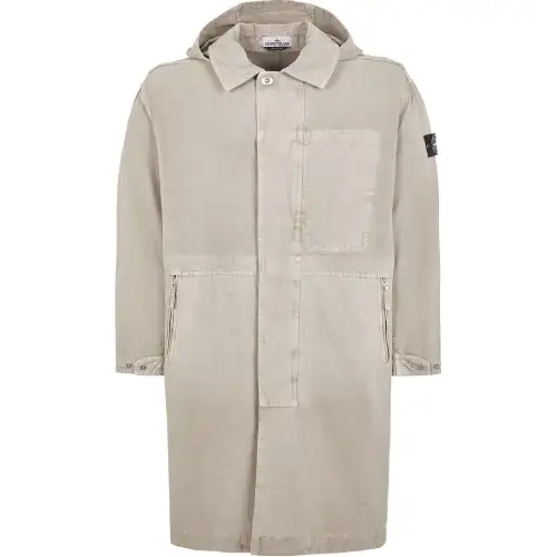 STONE ISLAND Coats Men's Gray Hooded Moderate Straight Fit