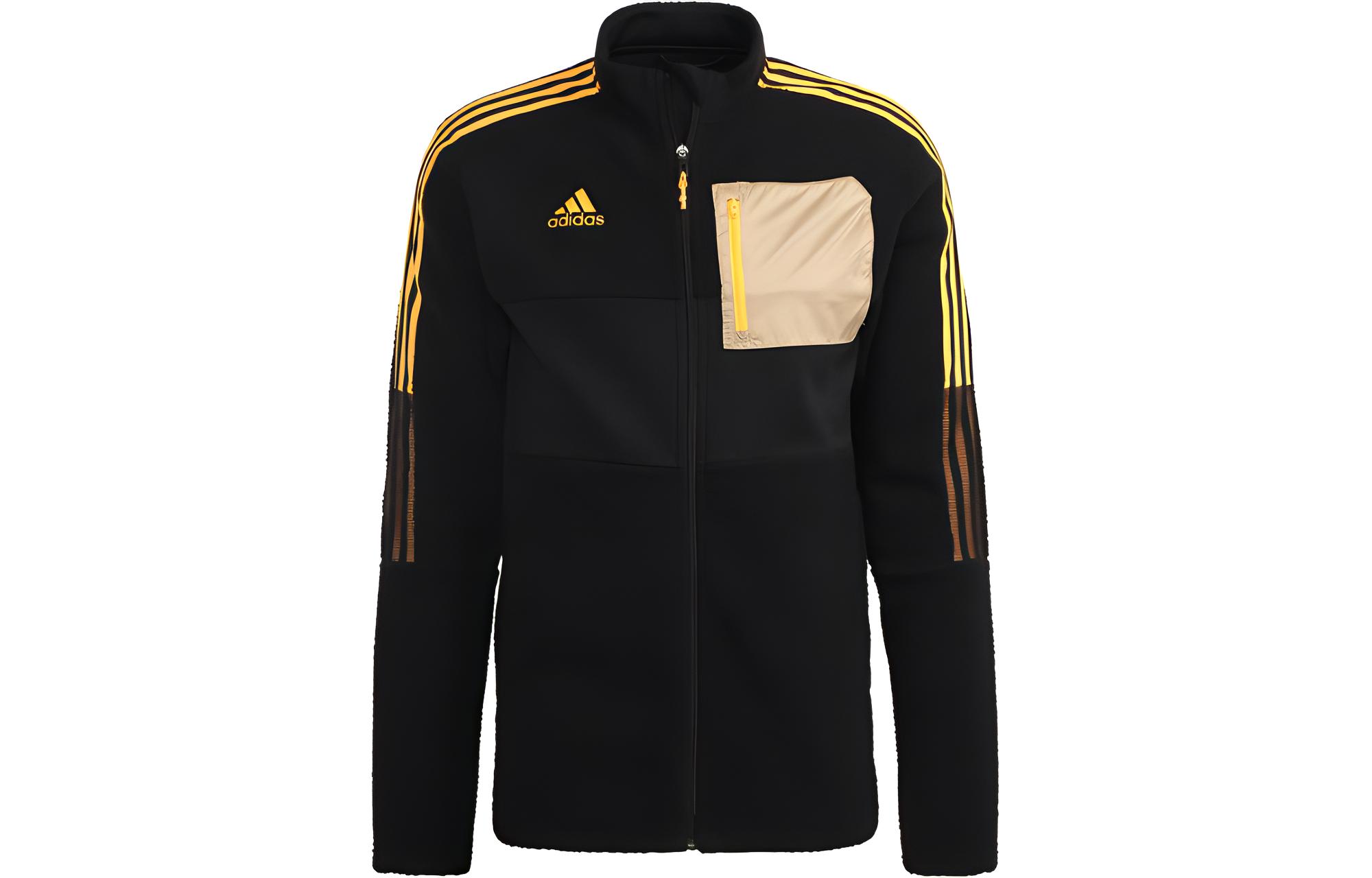 Adidas Velvet Jackets Men's Black Stand Collar Moderate