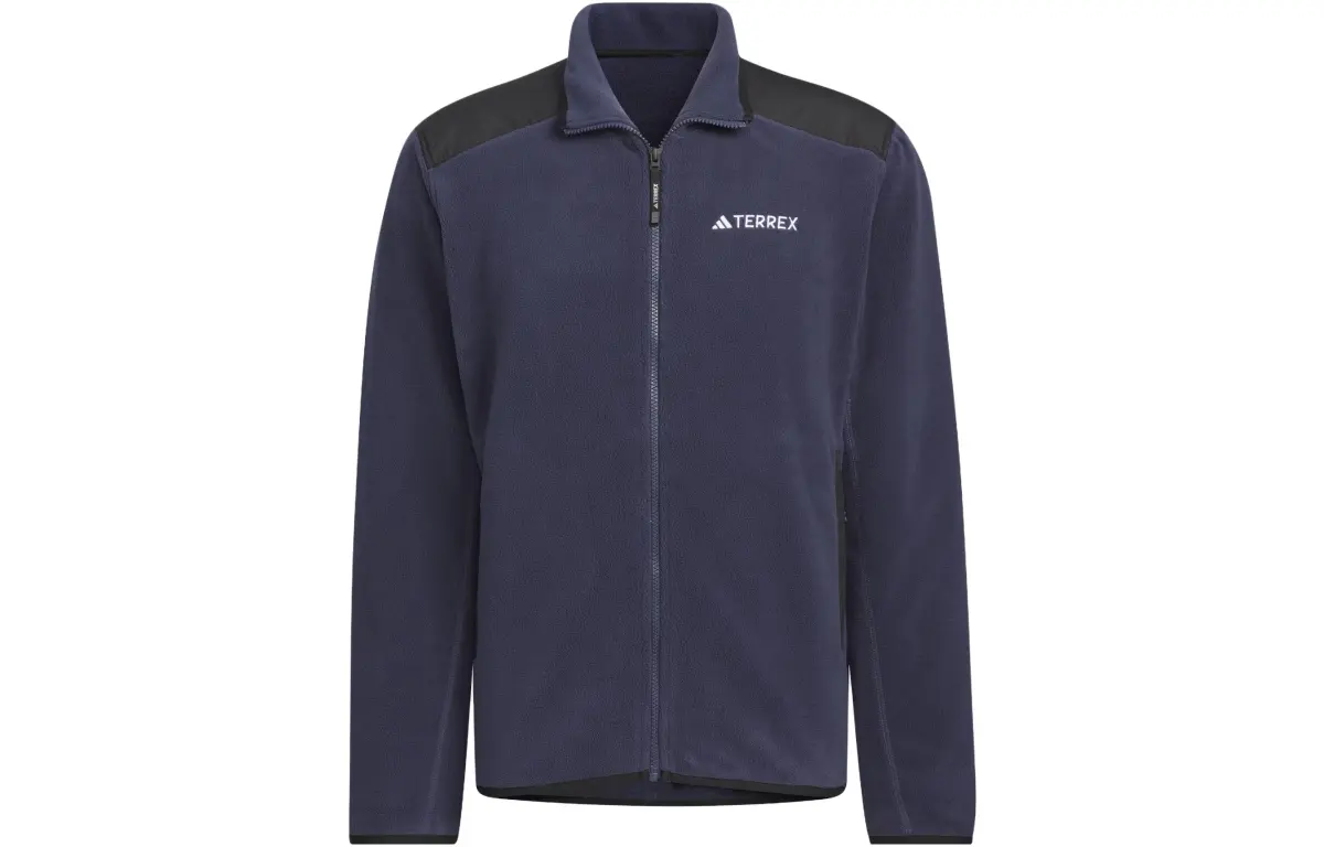 Adidas Full Zip Polar Fleece Jacket Velvet feel Coat Men's Dark Navy Blue