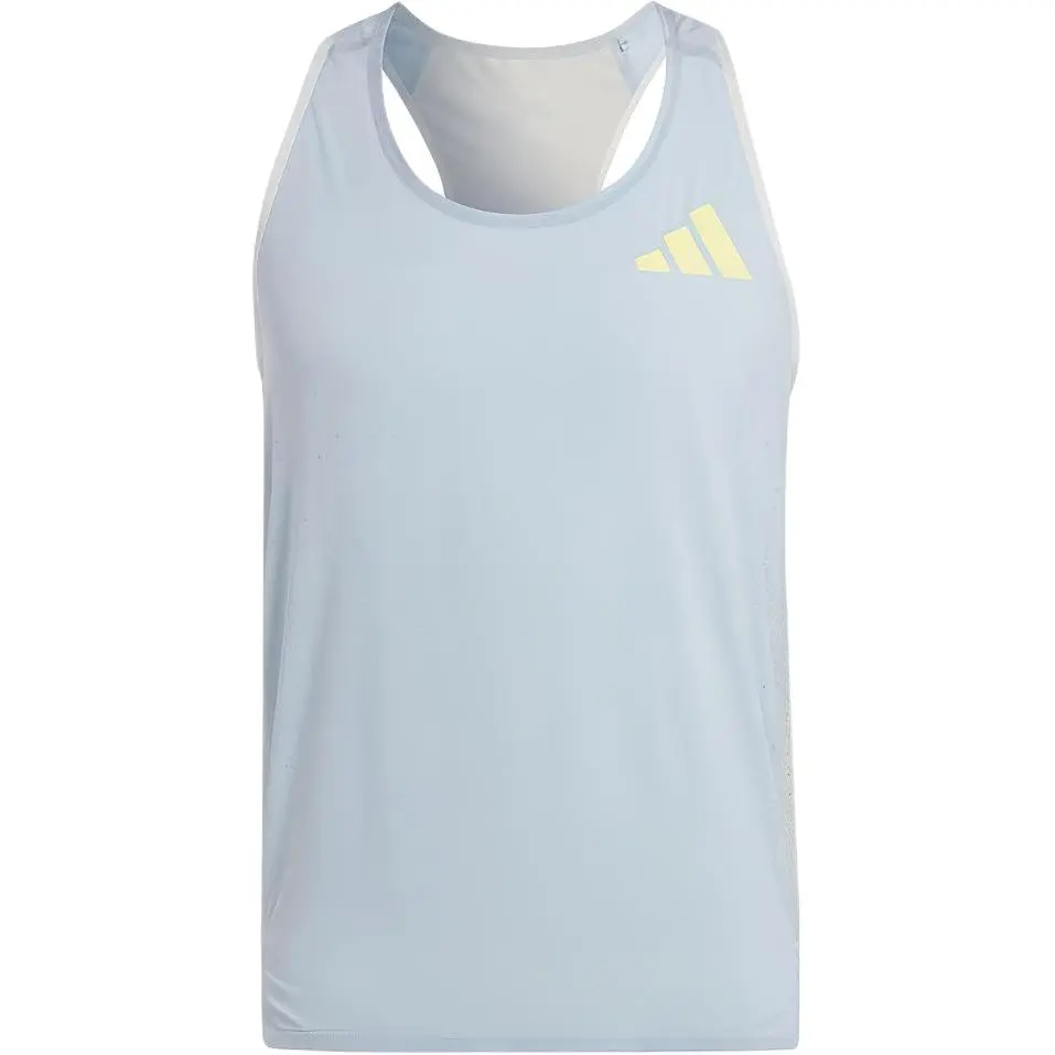 Adidas Running Tank Tops Men's Blue Gray Crew Neck Moderate Straight Fit