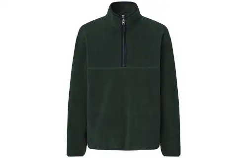 UNIQLO Velvet Jackets Men's Dark Green Stand Collar Moderate