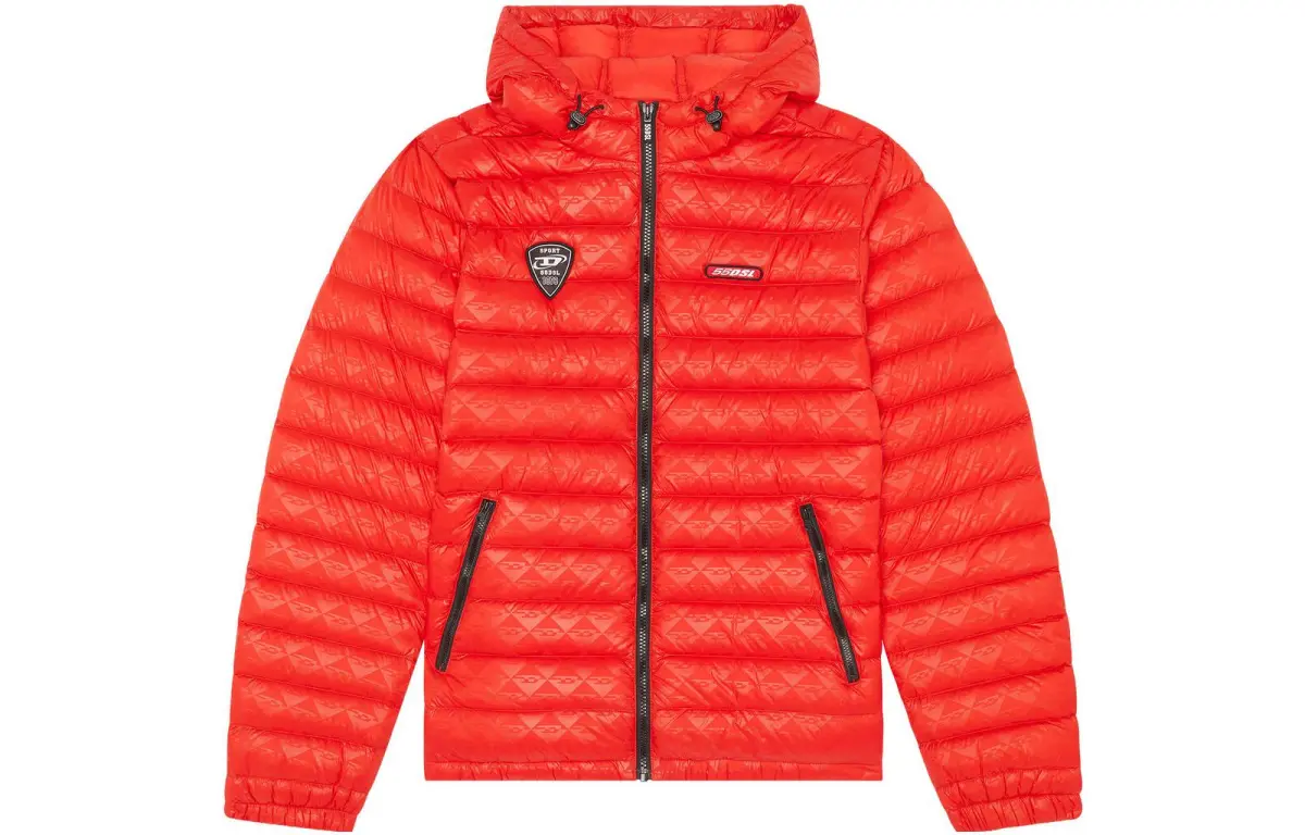 DIESEL Down Jackets Men's Red Hooded (Detachable) Moderate