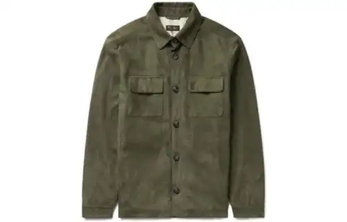 Loro Piana Jackets Men's Dark Green Lapel Moderate Other