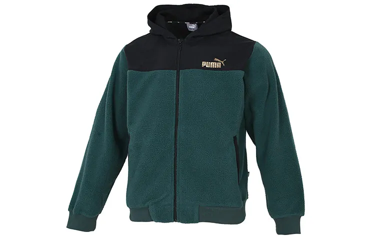 PUMA WINTERIZED Velvet Jackets Men's Green Hooded Moderate