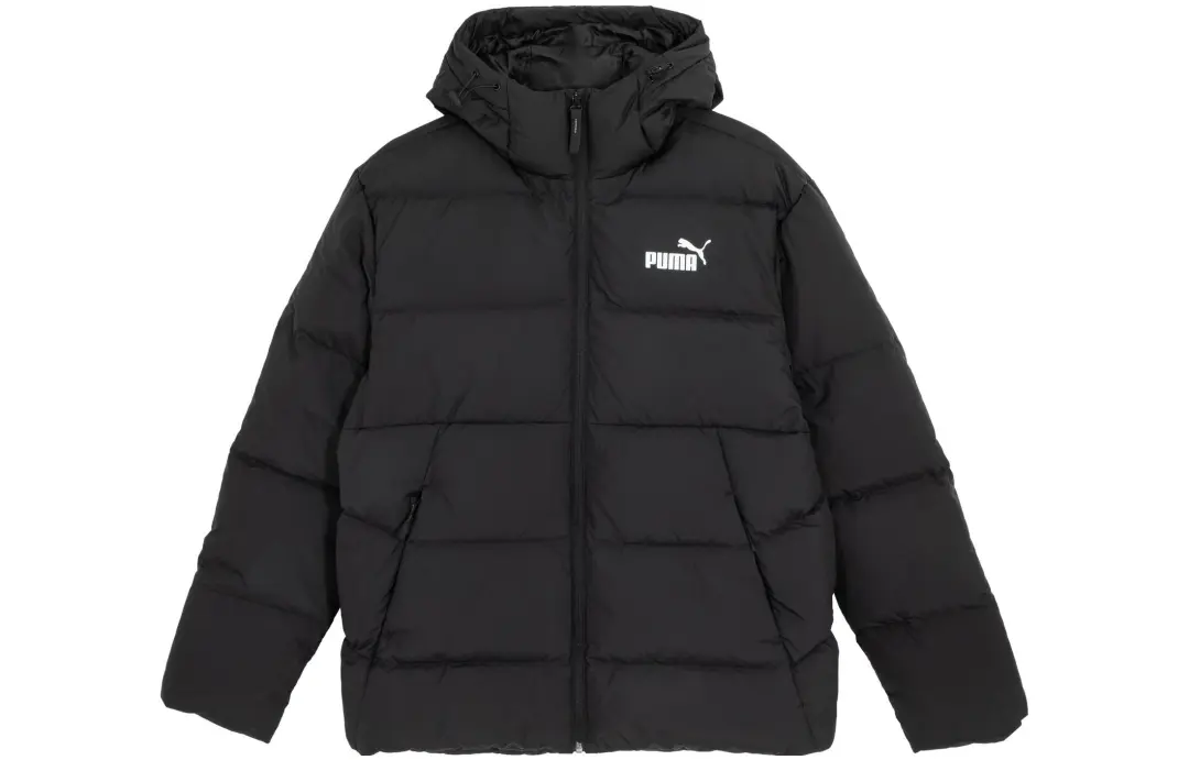 PUMA Down Jackets Men's Black Hooded Moderate Puffer Jacket