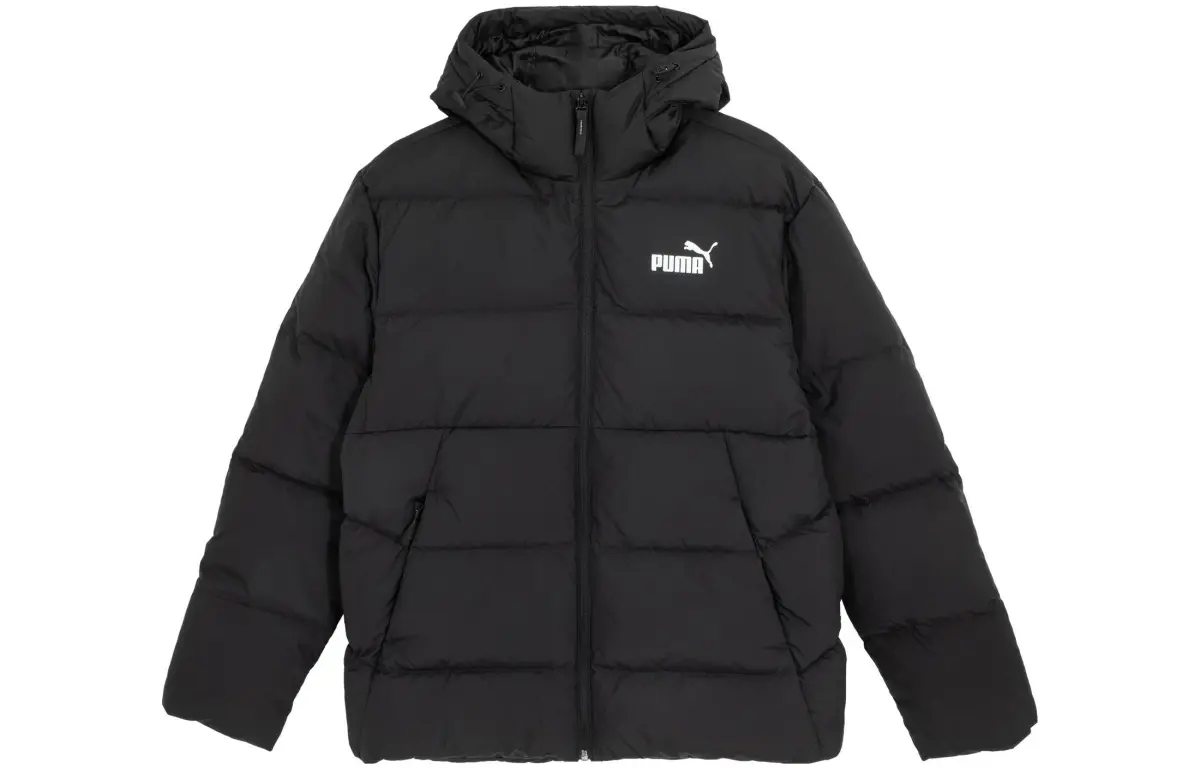 PUMA Down Jackets Men's Black Hooded Moderate Puffer Jacket