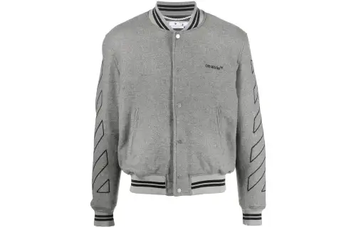 OFF WHITE Diag Outline Wool Varsity Jacket