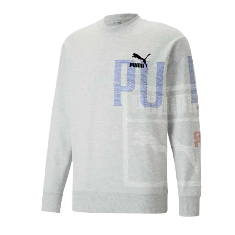 PUMA Sweatshirts Men's Gray-04 Crew Neck Moderate Straight Fit