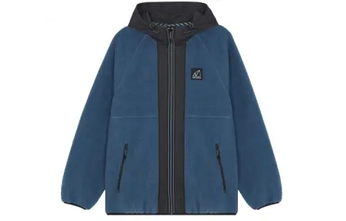 New Balance Colorblock Drawstring Velvet Jackets Men's Blue Hooded Moderate