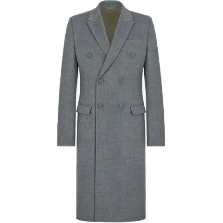 DIOR Coats Men's Gray Lapel Moderate Straight Fit