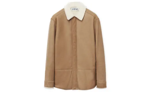 LOEWE Anagram-embossed Leather Shirt Jacket