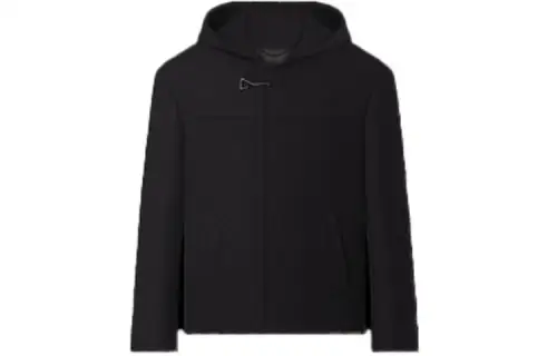 LOUIS VUITTON New Quarterly Products Of LV Coats Men's Black Hooded Moderate Straight Fit