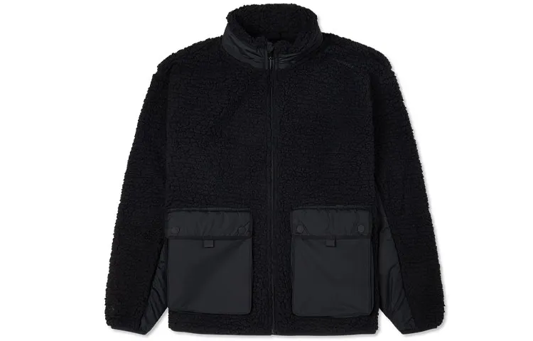 Converse Velvet Jackets Men's Black Stand Collar Moderate Straight Fit