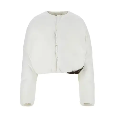PRADA Jackets Men's White Crew Neck Moderate Other