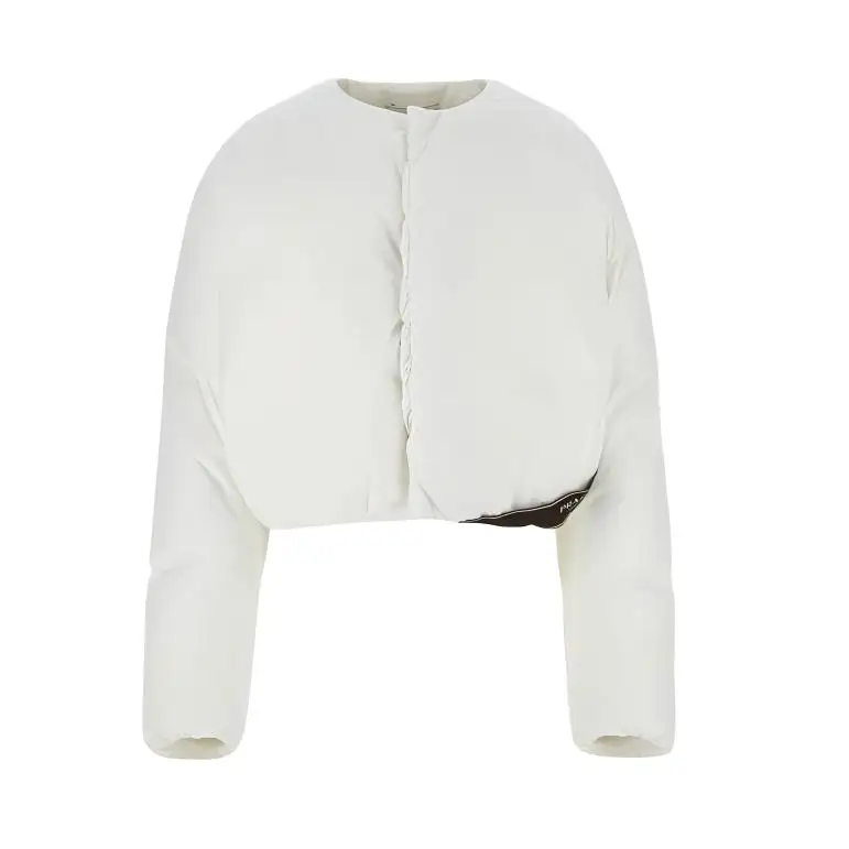 PRADA Jackets Men's White Crew Neck Moderate Other