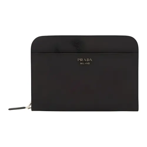 PRADA Saffiano Calfskin Clutch Men's Black