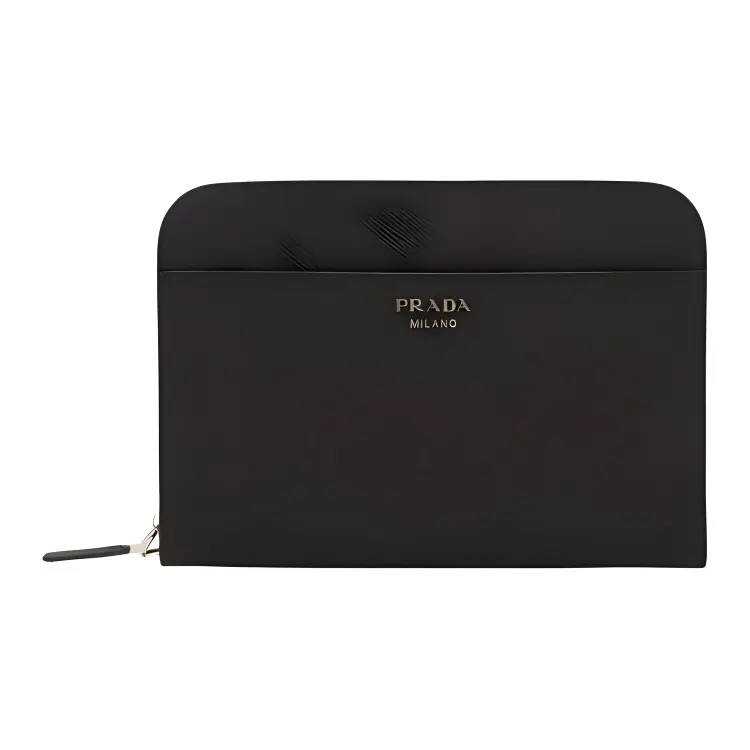 PRADA Saffiano Calfskin Clutch Men's Black