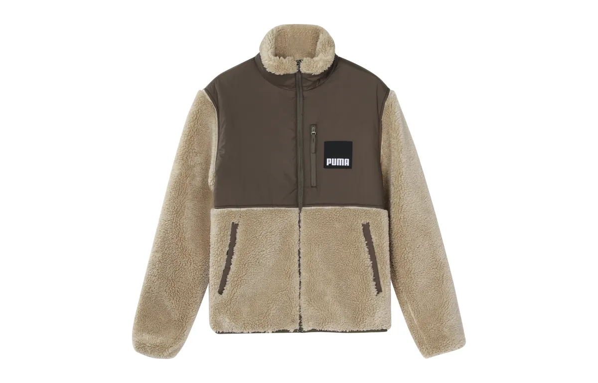 PUMA Velvet Jackets Men's Brown Stand Collar Thickened