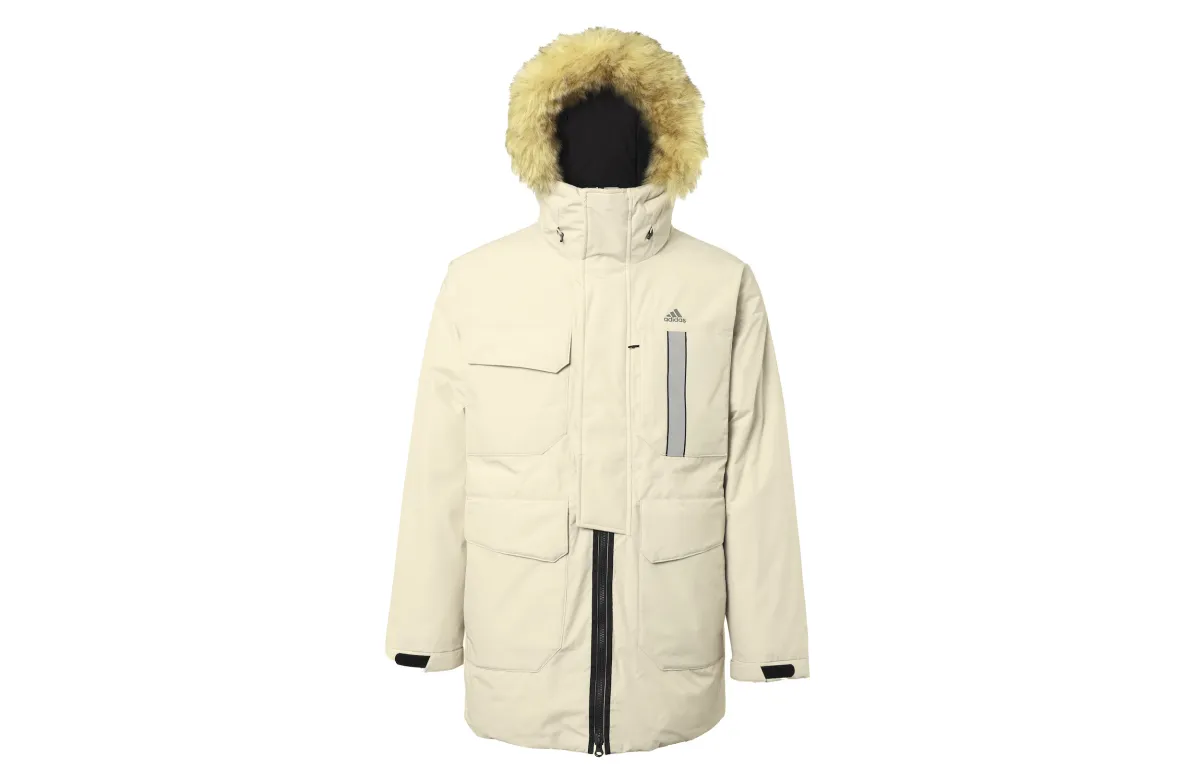 Adidas Down Jackets Men's White Moderate Straight Fit