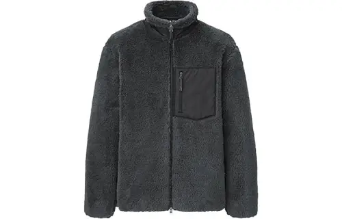 UNIQLO Velvet Jackets Men's Dark Gray Stand Collar Moderate