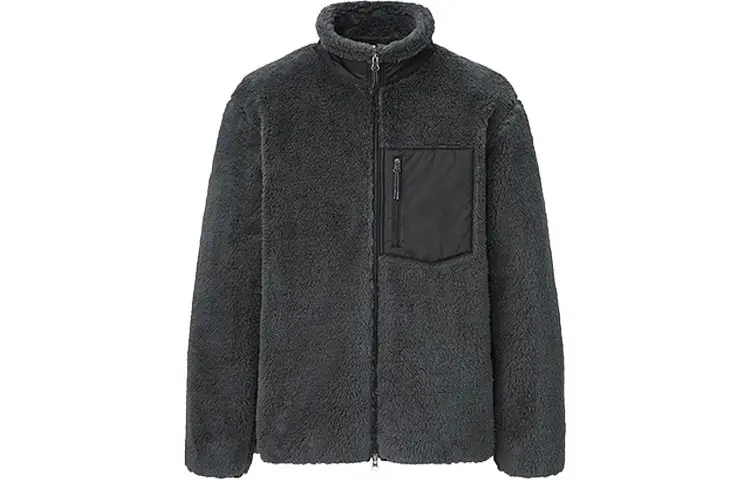 UNIQLO Velvet Jackets Men's Dark Gray Stand Collar Moderate