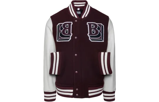 Burberry Leather Sleeve Technical Wool Varsity Jacket