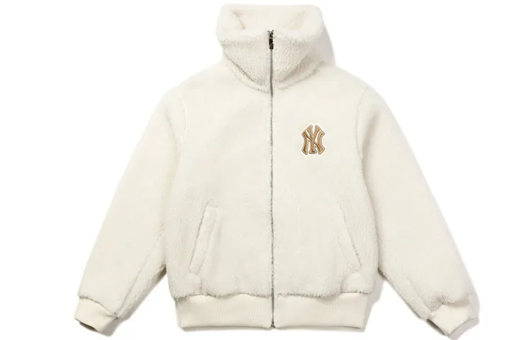 MLB New York Yankees Velvet feel Coat Unisex Ivory White