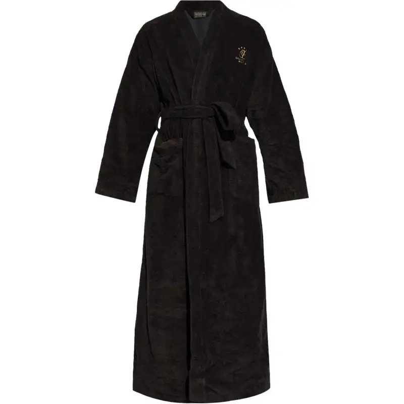 Balenciaga Embroidered-logo Wrap Coat
