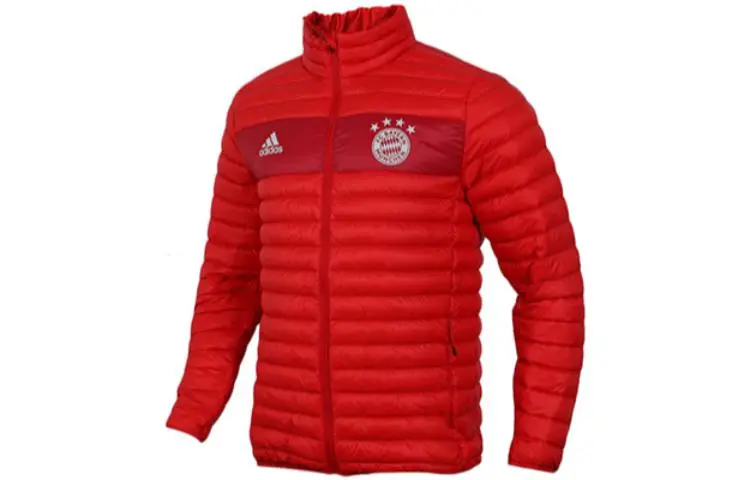Adidas Down Jackets Men's Red Stand Collar Moderate Straight Fit