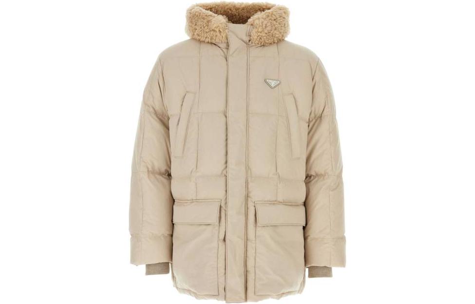 PRADA Down Jackets Men's Khaki Hooded Thickened Other