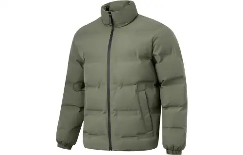 Li Ning Fitness Series Down Jackets Men's Murky Olive Green Stand Collar Moderate Down Jacket
