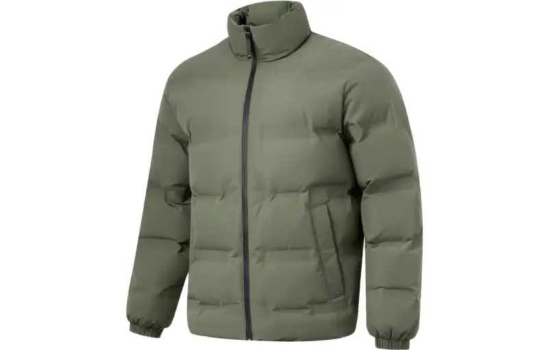 Li Ning Fitness Series Down Jackets Men's Murky Olive Green Stand Collar Moderate Down Jacket