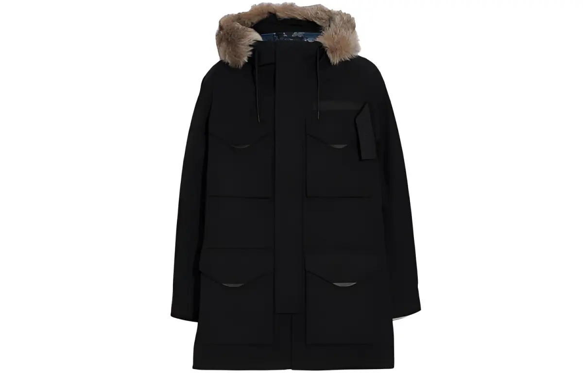 COACH Coats Men's Black Hooded Moderate Straight Fit