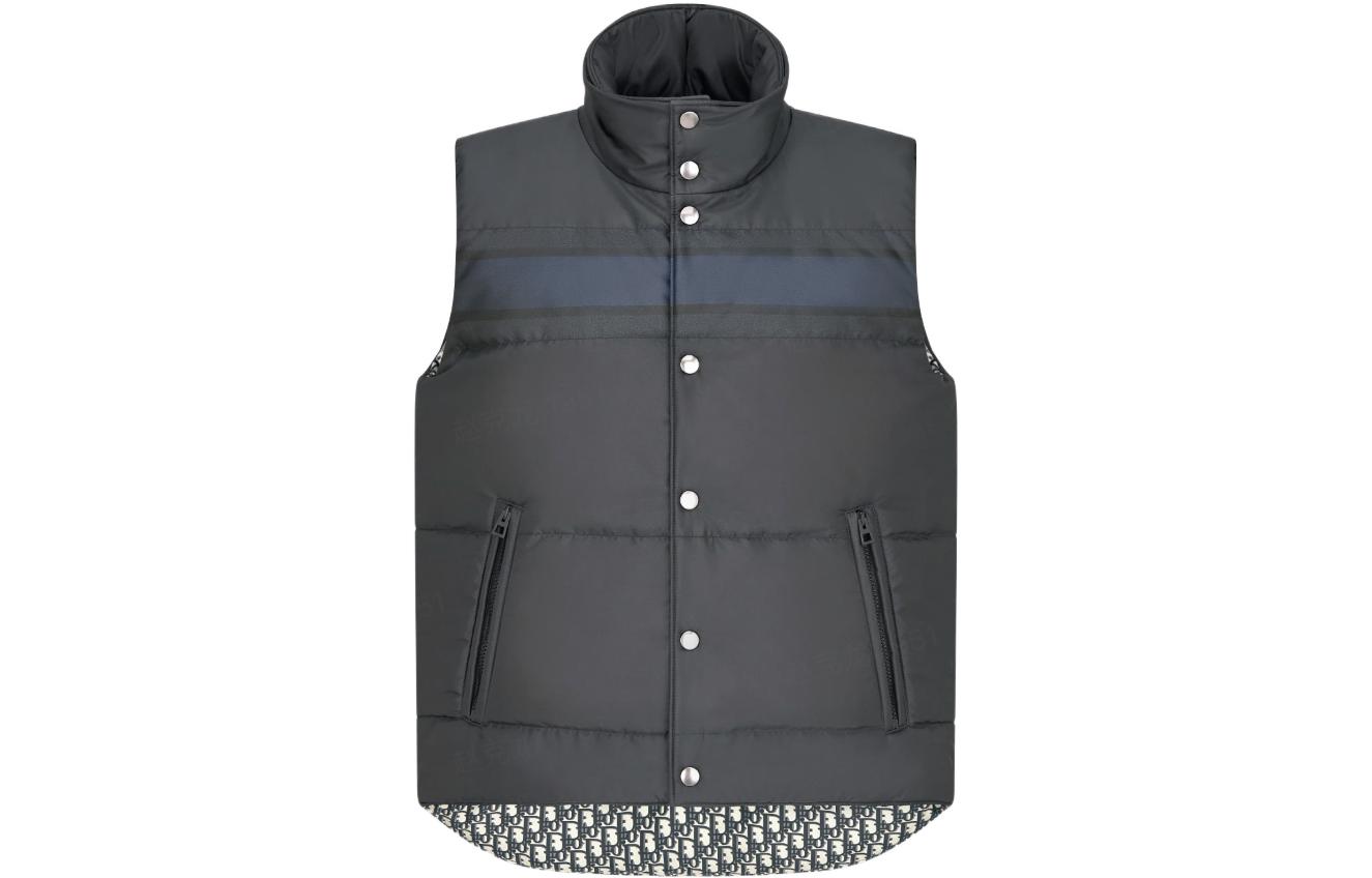 DIOR Down Vests Unisex Gray Stand Collar Moderate Other