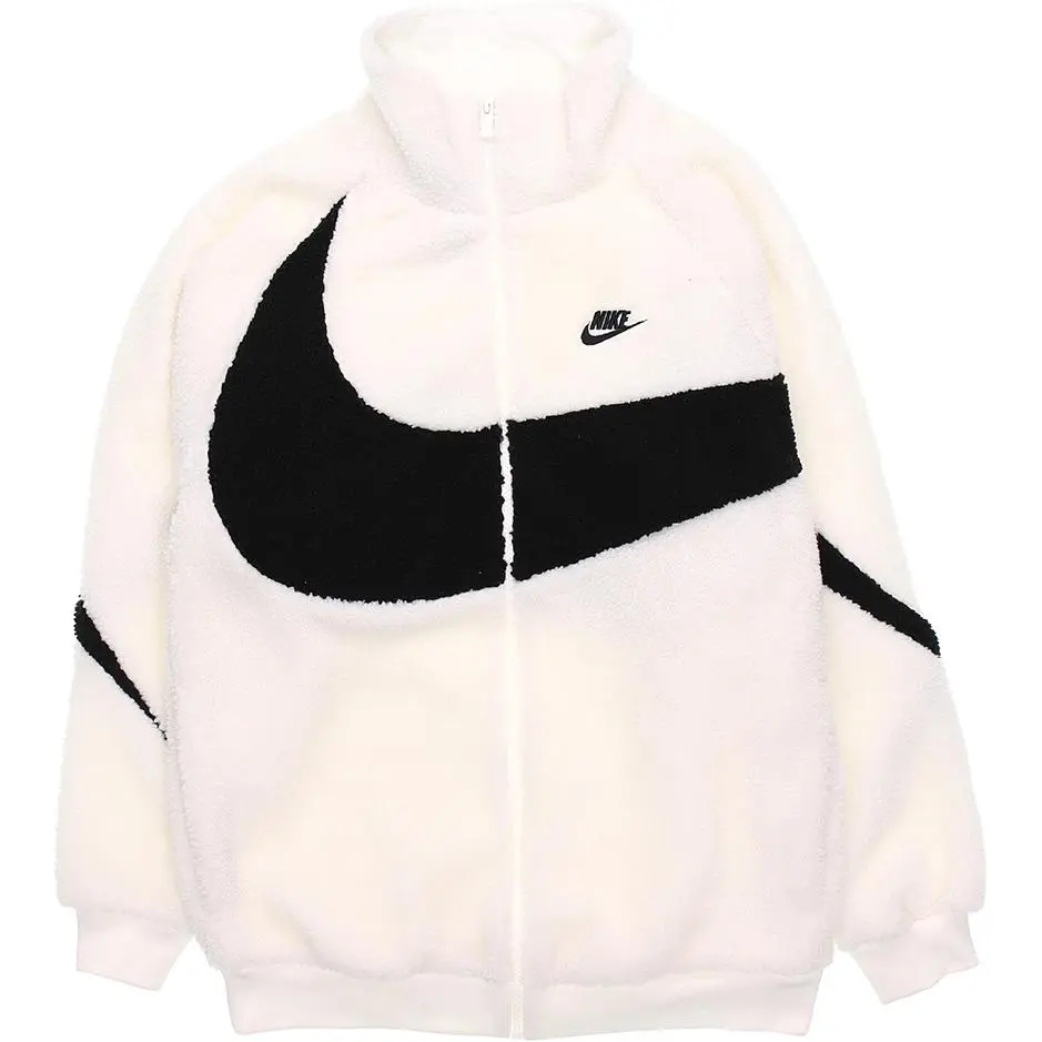 Nike Velvet Jackets Men's White Stand Collar Moderate Straight Fit