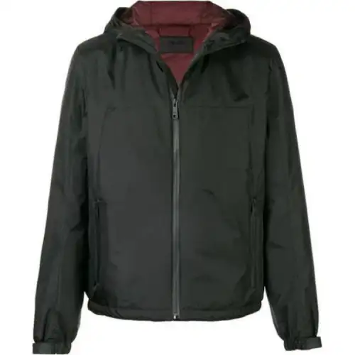PRADA Jackets Men's Black Hooded Moderate Other