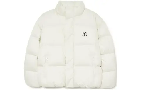 MLB New York Yankees Down Jackets Unisex Cream Stand Collar Moderate Puffer Jacket