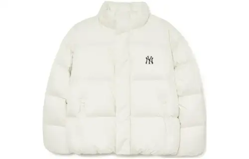 MLB New York Yankees Down Jackets Unisex Cream Stand Collar Moderate Puffer Jacket