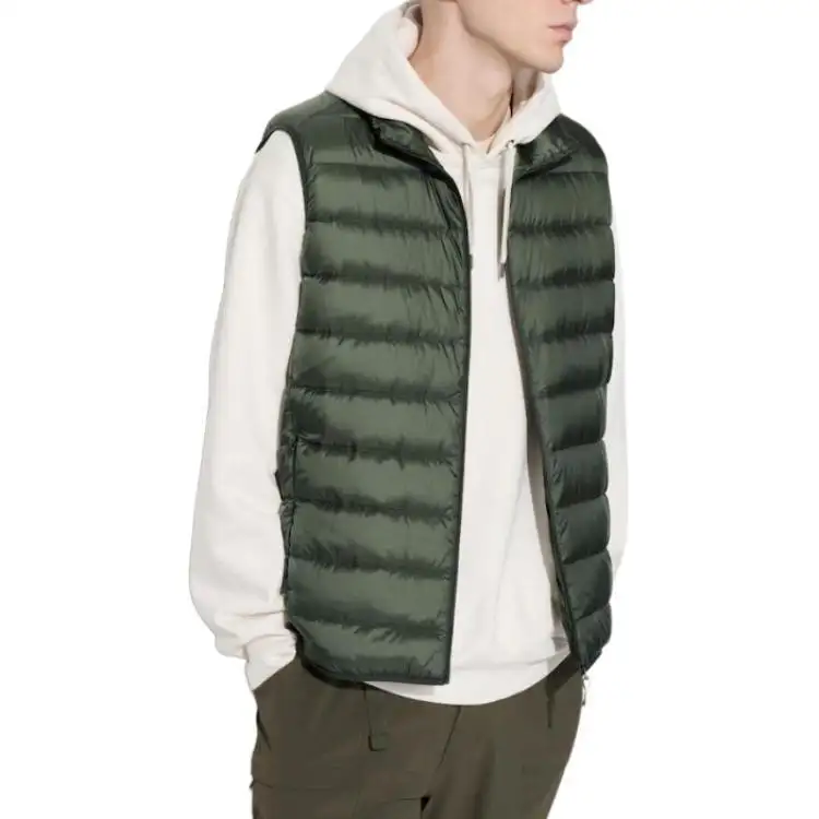 UNIQLO Vests Men's Olive Stand Collar Moderate Other
