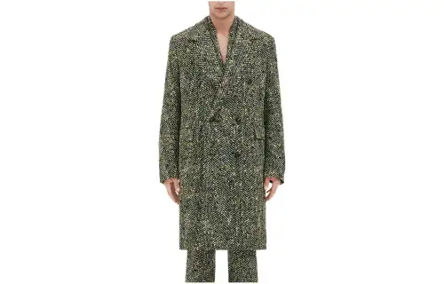 Bottega Veneta Coats Men's Green Lapel Moderate Straight Fit