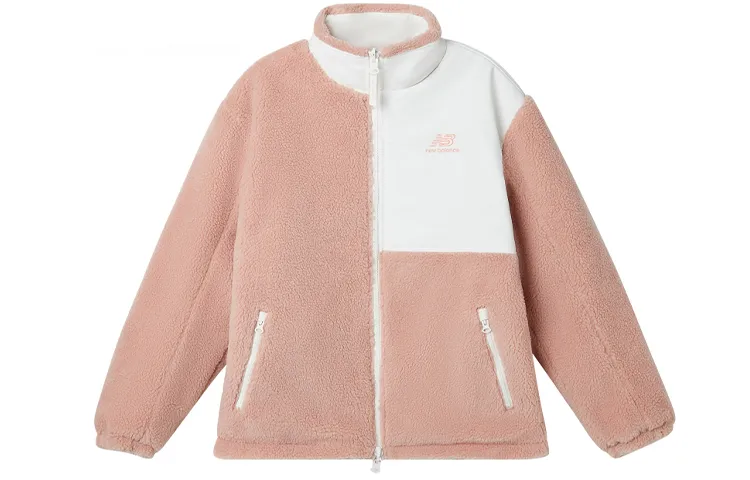 New Balance Velvet Jackets Unisex Pink Stand Collar Moderate