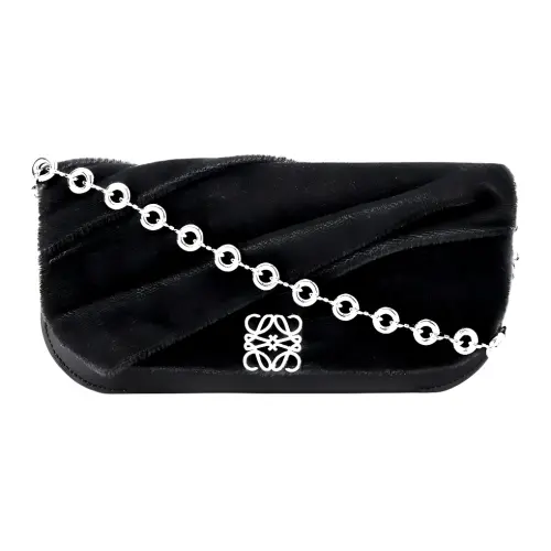 LOEWE Goya Metal Accessories Cow Leather Shoulder Bag Women's Black