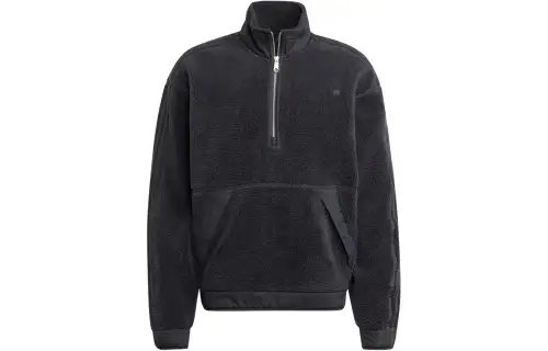 Adidas Originals Essential Premium Essentials+1/2 Zip Top Velvet feel Coat Men's Black