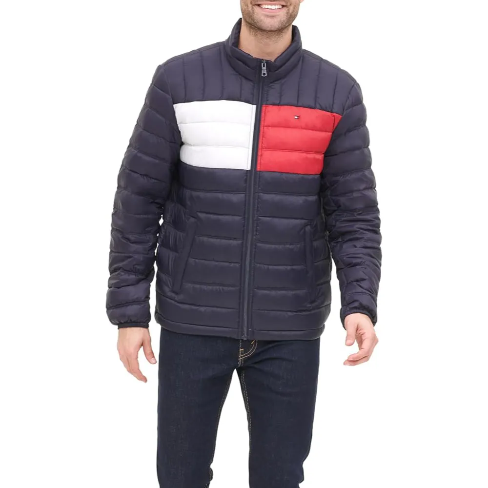 Tommy Hilfiger Down Jacket Men's Navy Blue Multicolor