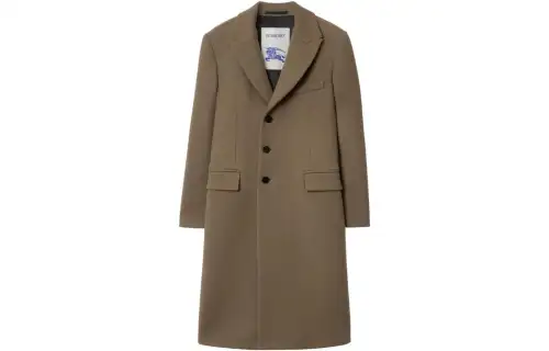 Burberry Coats Men's Taupe Lapel Moderate Straight Fit