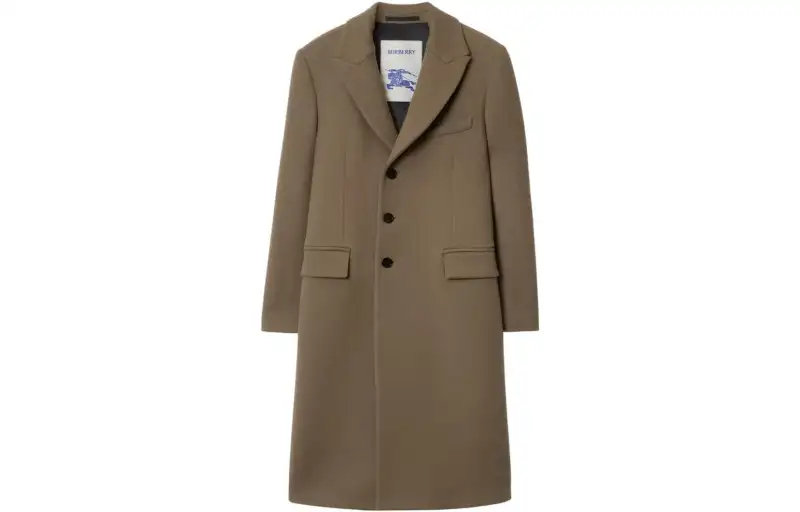 Burberry Coats Men's Taupe Lapel Moderate Straight Fit