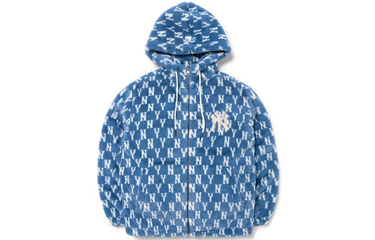MLB Monogram Velvet Jackets Unisex Blue Hooded (Non-detachable) Moderate
